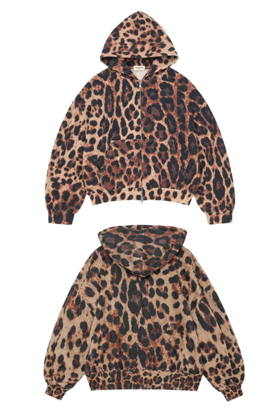 Load image into Gallery viewer, Waffle Knit Zip Up in Leopard