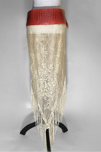 Load image into Gallery viewer, BELTED SKIRT — ORANGE CROC / ÉTOILE