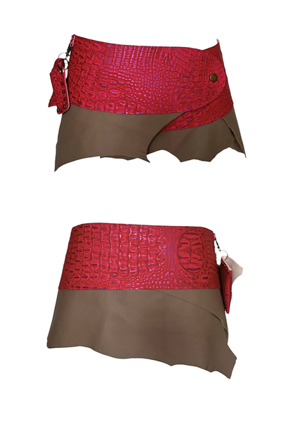 Load image into Gallery viewer, BELTED MINI — HOT PINK CROC / RECLAIMED LEATHER