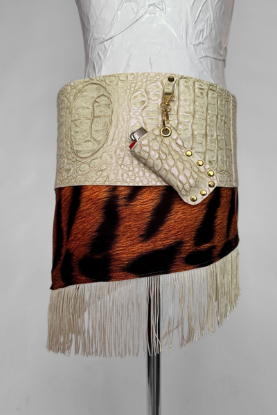 Load image into Gallery viewer, BELTED MINI — IVORY CROC / TIGER