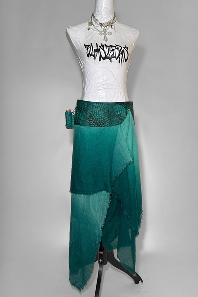 Load image into Gallery viewer, BELTED SKIRT — TEAL CROC / DEEP END