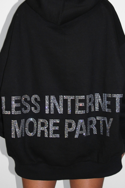 Load image into Gallery viewer, Less Internet More Party Rhinestone Hoodie