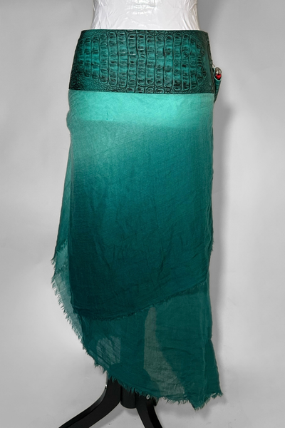 Load image into Gallery viewer, BELTED SKIRT — TEAL CROC / DEEP END