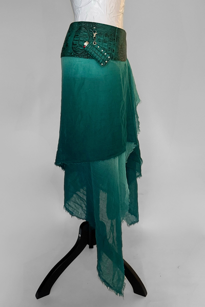 Load image into Gallery viewer, BELTED SKIRT — TEAL CROC / DEEP END