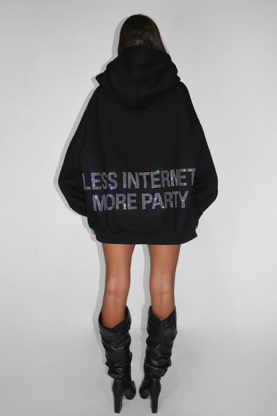 Load image into Gallery viewer, Less Internet More Party Rhinestone Hoodie