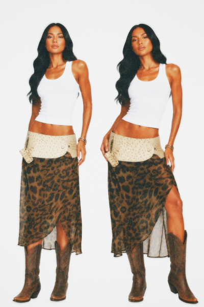 Load image into Gallery viewer, BELTED MINI — CREAM CROC / LEOPARD DRAPE