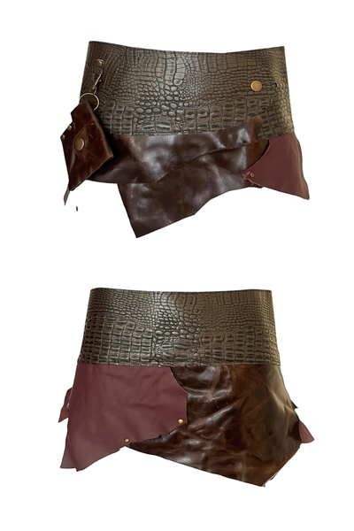 Load image into Gallery viewer, BELTED MINI — BROWN CROC / RECLAIMED LEATHER