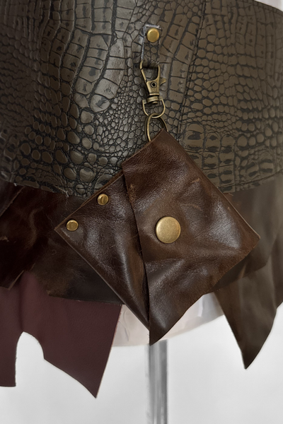 Load image into Gallery viewer, BELTED MINI — BROWN CROC / RECLAIMED LEATHER