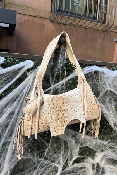 Load image into Gallery viewer, The Fringe Flap Bag in Crème