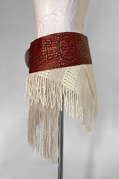 Load image into Gallery viewer, BELTED SKIRT — RED CROC / FIRESIDE