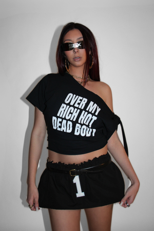 Over My Rich Hot Dead Body Slouch Top in Black