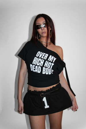 Over My Rich Hot Dead Body Slouch Top in Black