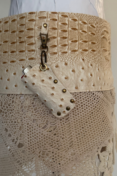 Load image into Gallery viewer, BELTED SKIRT — CREAM CROC / PORTOFINO