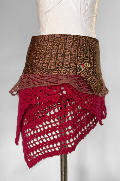 Load image into Gallery viewer, BELTED SKIRT — BRONZE CROC / HOT TODDY