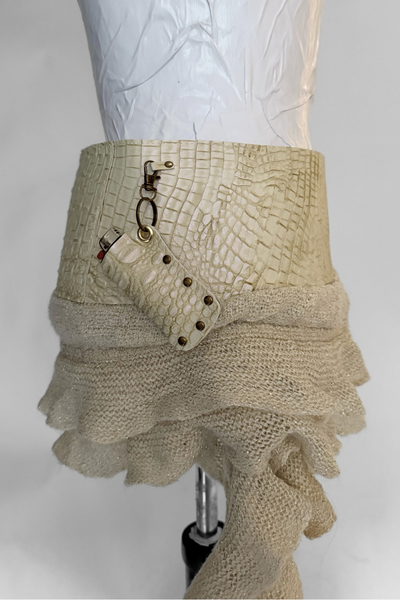 Load image into Gallery viewer, BELTED SKIRT — IVORY CROC / OPHELIA