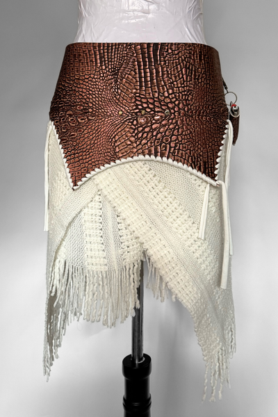 Load image into Gallery viewer, BELTED SKIRT — BRONZE CROC / CINNAMON GIRL