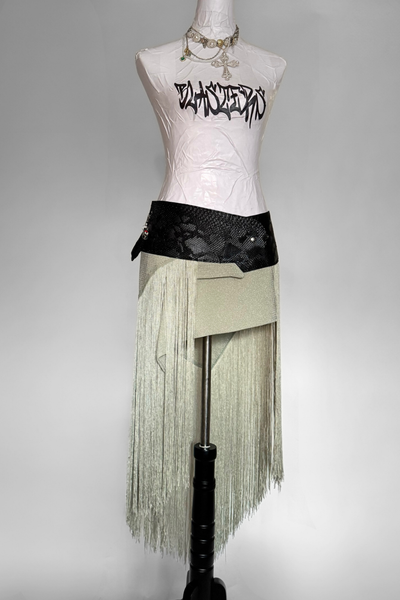 Load image into Gallery viewer, BELTED SKIRT — BLACK VIPER / ANGEL OF MY DREAMS