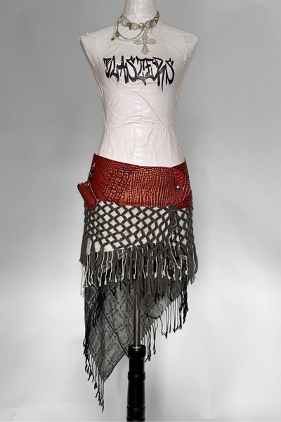 Load image into Gallery viewer, BELTED SKIRT — RED CROC / NOVEMBER RAIN
