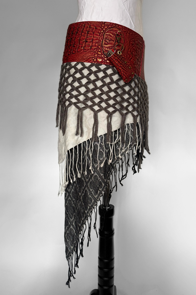 Load image into Gallery viewer, BELTED SKIRT — RED CROC / NOVEMBER RAIN