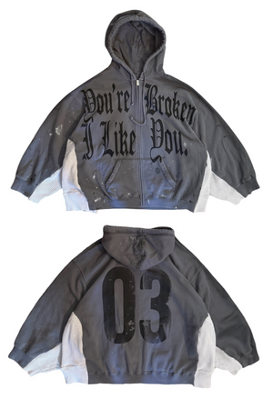 03: BROKEN ZIP UP CHARCOAL