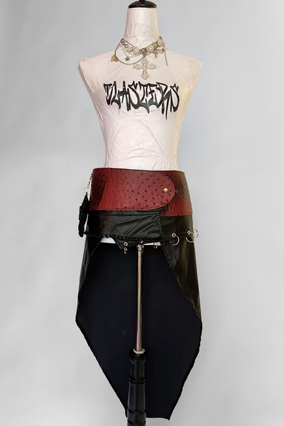 Load image into Gallery viewer, BELTED MINI — RED CROC / PIERCED LEATHER