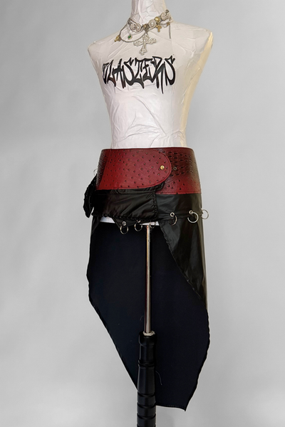 Load image into Gallery viewer, BELTED MINI — RED CROC / PIERCED LEATHER