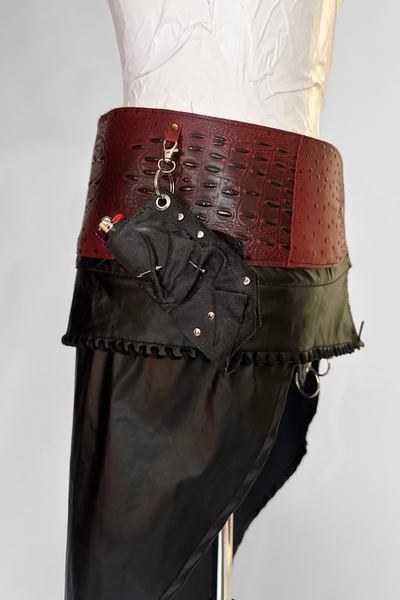 Load image into Gallery viewer, BELTED MINI — RED CROC / PIERCED LEATHER