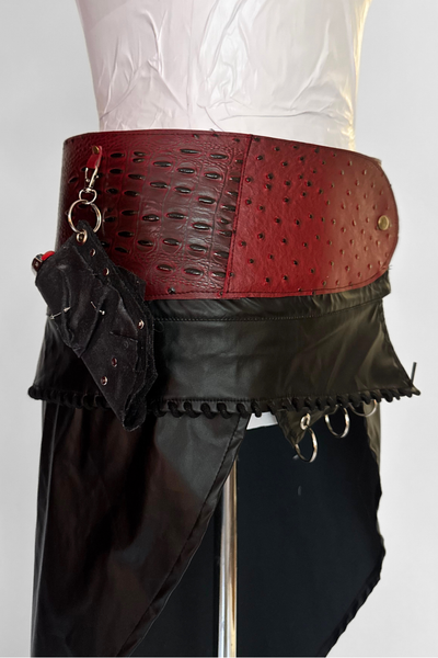 Load image into Gallery viewer, BELTED MINI — RED CROC / PIERCED LEATHER
