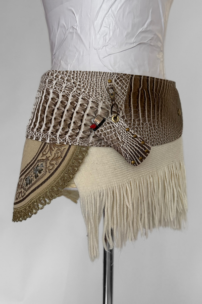 Load image into Gallery viewer, BELTED MINI — TAUPE CROC / SANTORINI