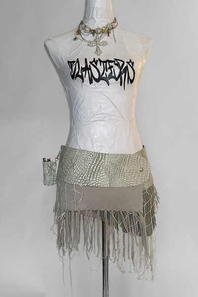 Load image into Gallery viewer, BELTED SKIRT — PEARL CROC / SMOKE