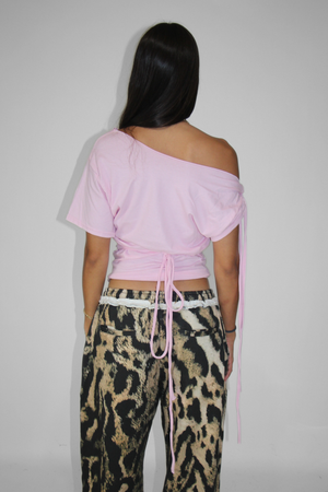 Over My Rich Hot Dead Body Slouch Top in Baby Pink