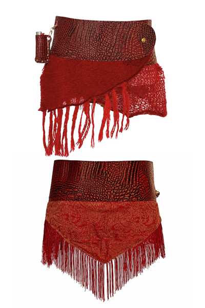 Load image into Gallery viewer, BELTED SKIRT — RED CROC / VICE