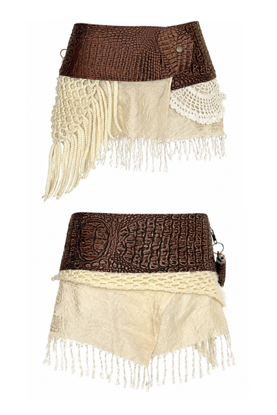 Load image into Gallery viewer, BELTED MINI — BRONZE CROC / LAYERED LACE