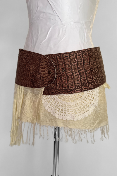 Load image into Gallery viewer, BELTED MINI — BRONZE CROC / LAYERED LACE