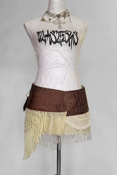 Load image into Gallery viewer, BELTED MINI — BRONZE CROC / LAYERED LACE