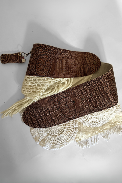 Load image into Gallery viewer, BELTED MINI — BRONZE CROC / LAYERED LACE
