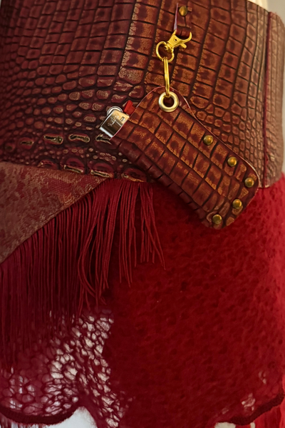 Load image into Gallery viewer, BELTED SKIRT — RED CROC / VICE