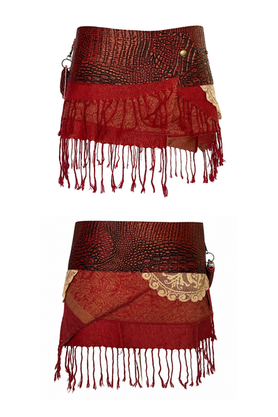Load image into Gallery viewer, BELTED MINI — RED CROC / RED FRINGE