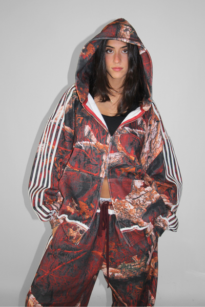 Load image into Gallery viewer, Fire Camo Double Zip Hoodie