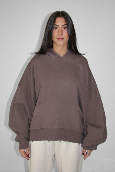 Load image into Gallery viewer, Slouchy Knit Hoodie in Truffle