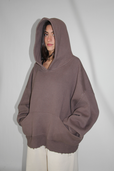 Load image into Gallery viewer, Slouchy Knit Hoodie in Truffle