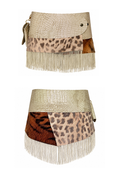 Load image into Gallery viewer, BELTED MINI — IVORY CROC / MIXED PRINT