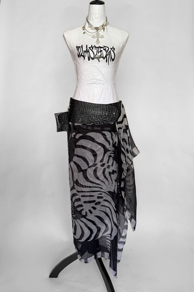Load image into Gallery viewer, BELTED MINI — BLACK CROC / MIDNIGHT DRAPE