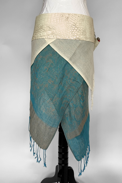 Load image into Gallery viewer, BELTED SKIRT — IVORY CROC / OUT EAST
