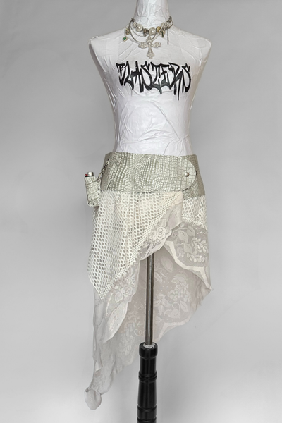 Load image into Gallery viewer, BELTED SKIRT — SILVER CROC / TIL DEATH