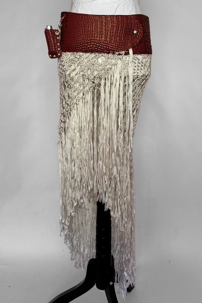 Load image into Gallery viewer, BELTED MINI — RED CROC / ANTIQUE FRINGE