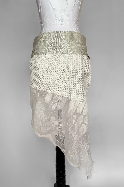Load image into Gallery viewer, BELTED SKIRT — SILVER CROC / TIL DEATH