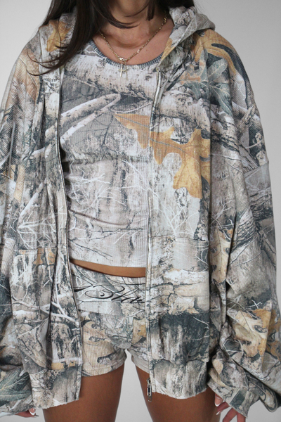 Load image into Gallery viewer, Waffle Knit Zip Up in Camo
