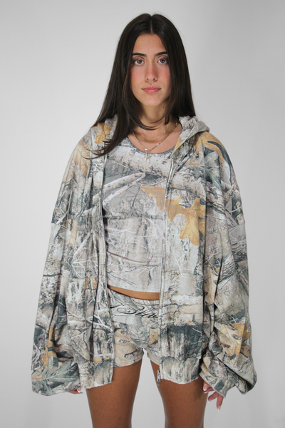 Load image into Gallery viewer, Waffle Knit Zip Up in Camo
