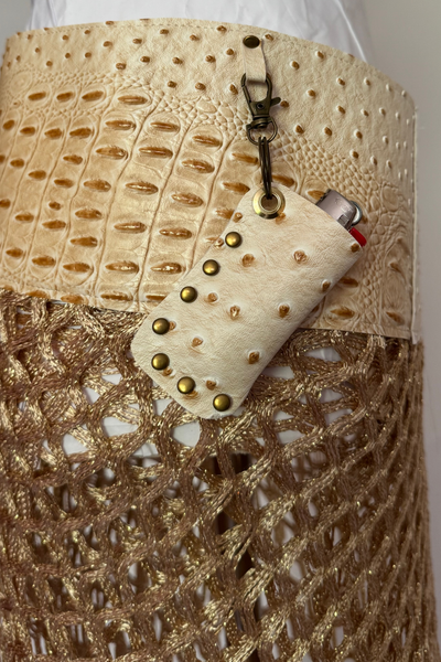 Load image into Gallery viewer, BELTED MINI — CREAM CROC / 14 KARAT